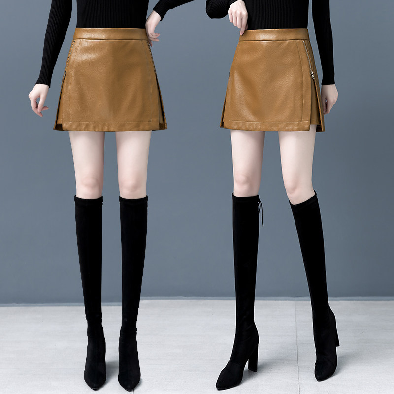 防走光假两件皮裙裤女2026春秋新款高腰pu皮短裤裙时尚半身a字裙,女装/女士精品,半身裙,淘宝优惠券,粉丝福利购,淘宝优惠卷