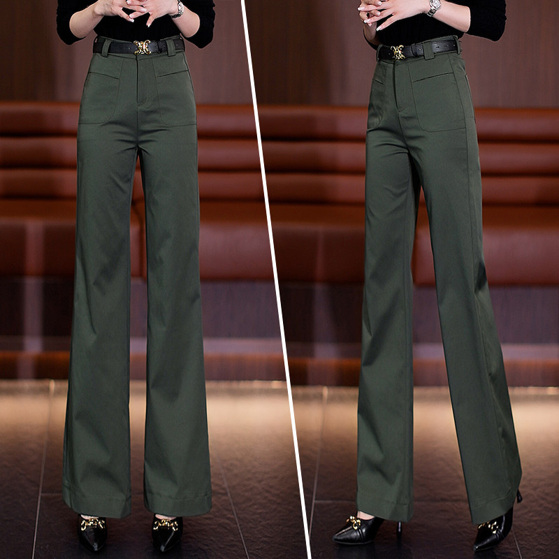 显瘦垂坠窄版西装阔腿裤女春秋2026妈妈高腰宽松休闲直筒微喇裤