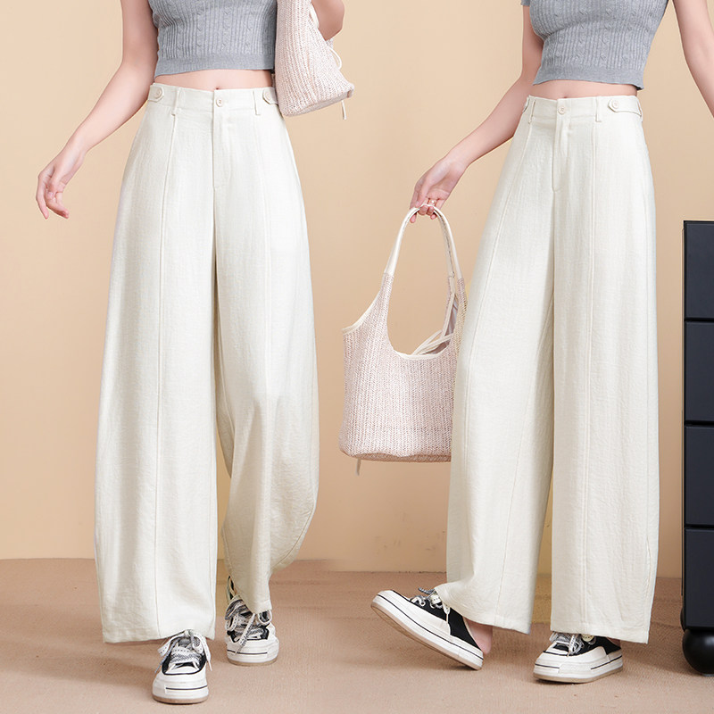 亚麻弯刀裤裤女长裤2026年春秋新款高腰百搭垂感显瘦窄版气球裤潮,女装/女士精品,休闲裤,淘宝优惠券,粉丝福利购,淘宝优惠卷