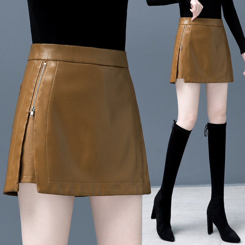 皮裙裤女2026春秋新款高腰pu皮短裤裙时尚防走光假两件半身a字裙,女装/女士精品,半身裙,淘宝优惠券,粉丝福利购,淘宝优惠卷