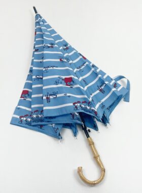 日单可爱蓝色海军条纹卡通史努比成人学生速干防风轻便长柄雨伞