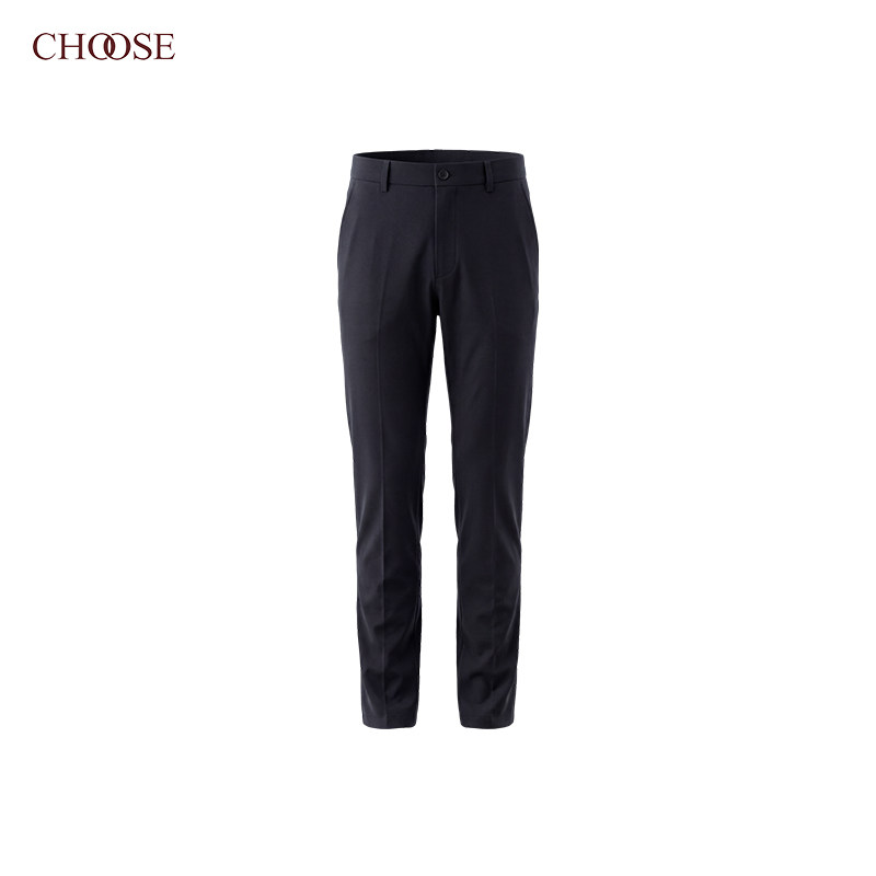 商务风修身直筒西裤男黑色简约休闲长裤