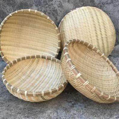 竹制品竹篮箩筐竹篓子竹篓藤条编织收纳筐晾晒篮折叠竹篮子盖菜罩