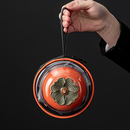 柿子快客杯户外便携旅行小套装茶具E个人专用事事如意露营喝茶装