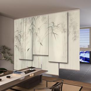 窗帘遮光卷帘卧m室遮挡装 中式 y饰帘子客厅隔断屏风挂帘升降布帘竹