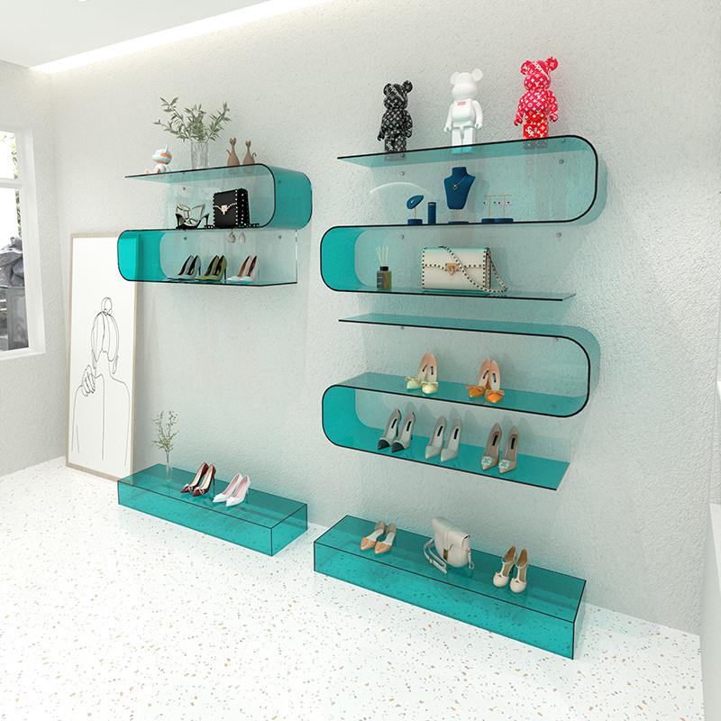 压克力鞋店鞋架展示m架多功能上墙置物架鞋包货架服装店透明陈列