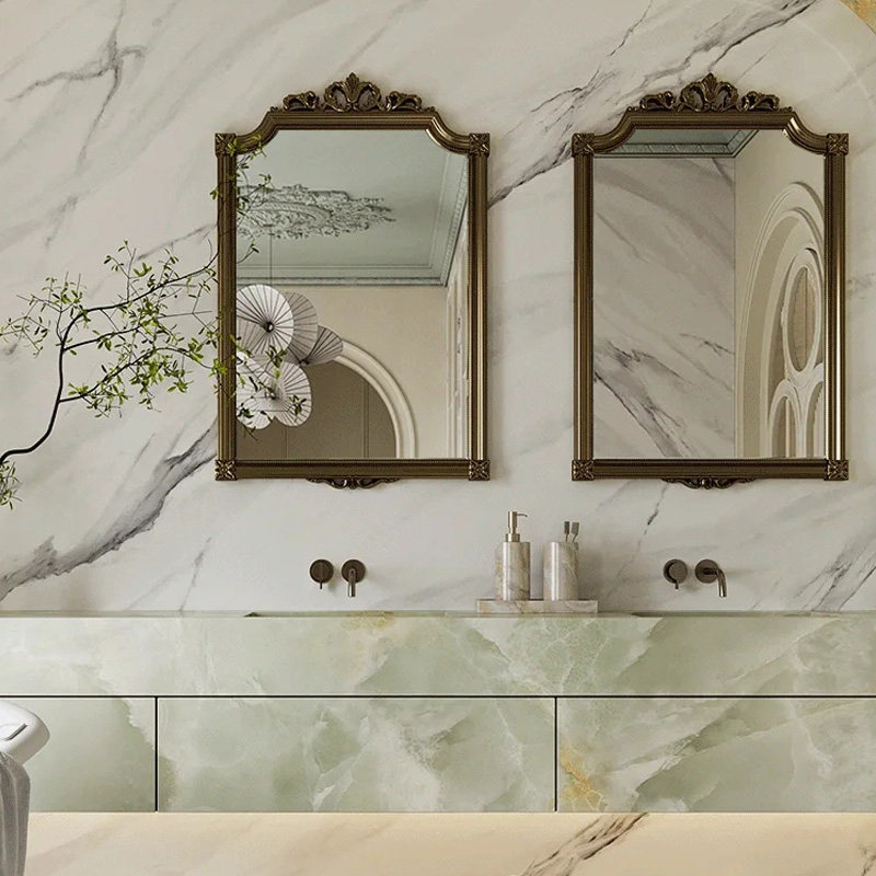 复古洗脸镜子中古艺术不规则浴室镜化妆镜干区欧式壁挂墙面装饰镜