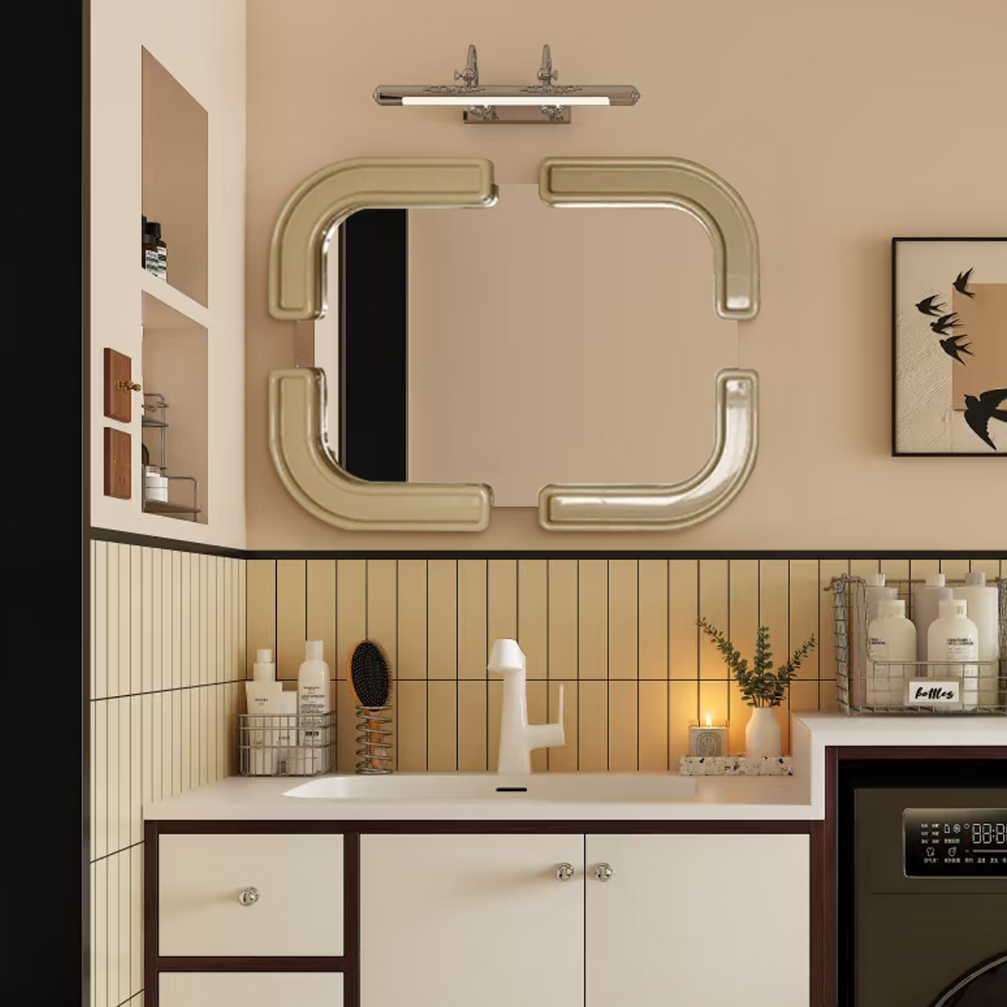 LED发光浴室镜智能法式餐厅壁挂墙装饰镜异形家用化妆镜子美容院