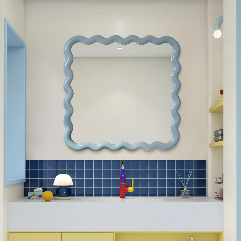 多巴胺风格客厅墙面装饰镜浴室高清led洗漱镜壁挂式奶油风化妆镜