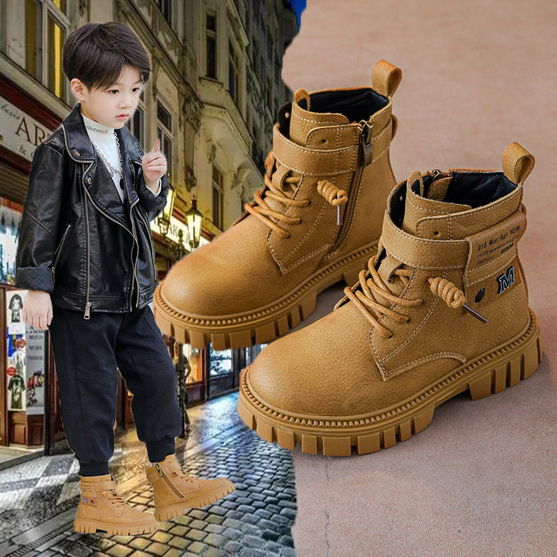 男女童鞋子2025秋冬新款马丁靴真皮防水高帮单鞋二棉大棉可选加绒,童鞋/婴儿鞋/亲子鞋,皮靴,淘宝优惠券,粉丝福利购,淘宝优惠卷