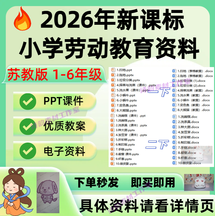 江苏凤凰科技版苏教小学劳动教育教案ppt一二三四五六年级上下册