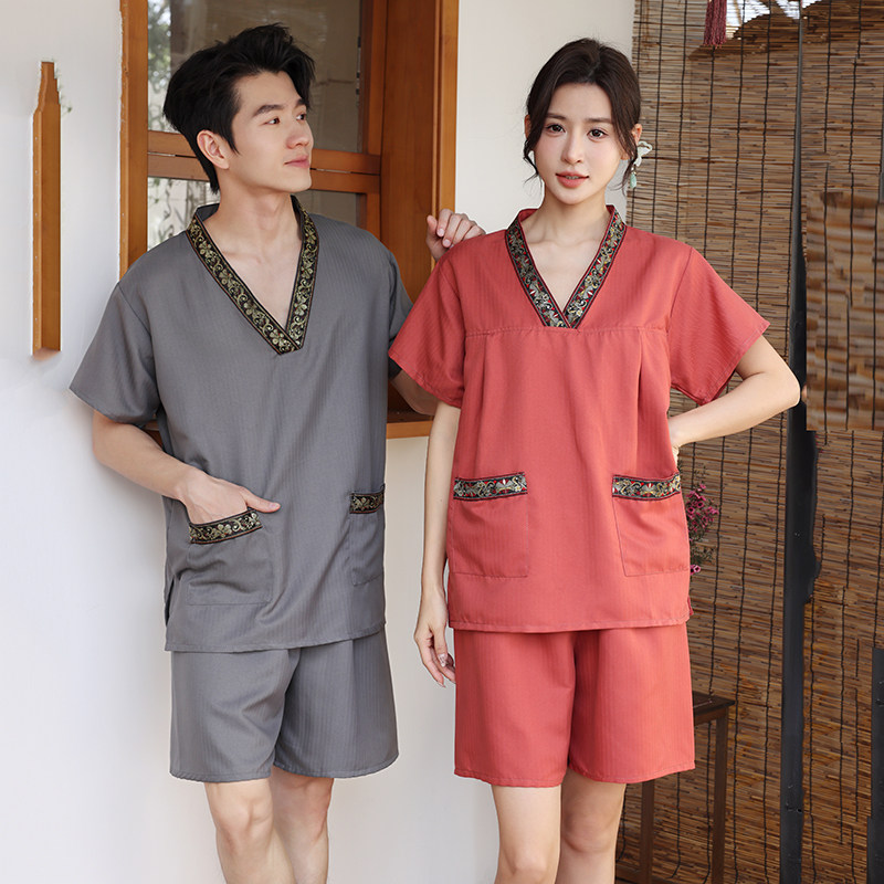 情侣汗蒸服男洗浴服女大码足浴足疗服按摩桑拿采耳酒店浴服浴衣裤,居家布艺,汗蒸服,淘宝优惠券,粉丝福利购,淘宝优惠卷