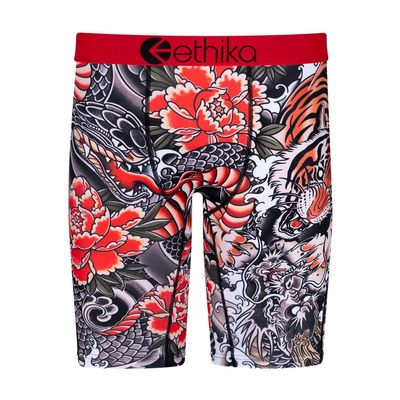 Ethika男士内裤冰丝加长裤衩子北美潮流个性印花运动男生四角短裤