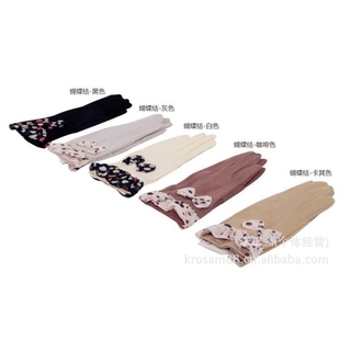 蝴蝶结圆点防滑开车手套/纯棉蕾丝防晒紫外线UV女士短款薄手套