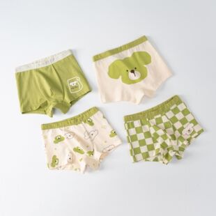 儿童内裤a类抗菌男平角纯棉 学生中腰短裤男宝宝小汽车四角裤