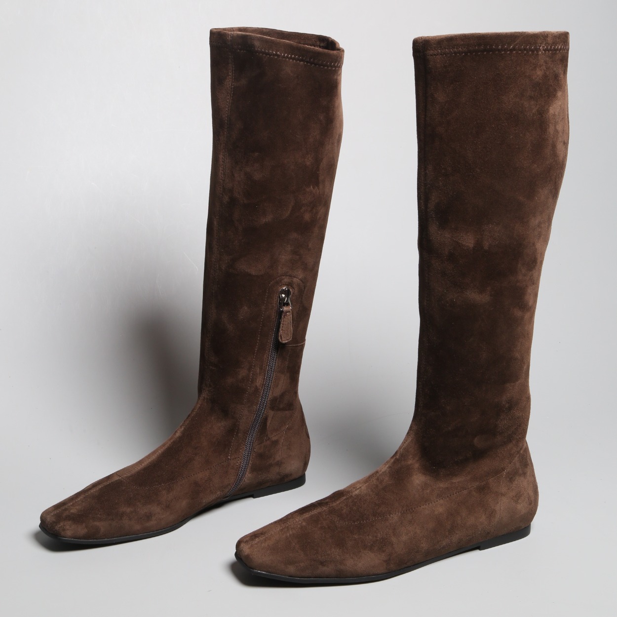 巴黎 爆款高贵防滑鞋底羊磨砂皮高筒靴靴长靴女靴子直筒靴袜子靴