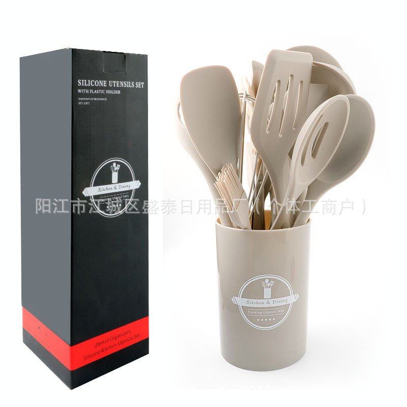 亚马逊防烫防滑一体硅胶汤勺耐高温厨房勺子炒菜锅铲子烹饪勺套,厨房/烹饪用具,全套勺铲,淘宝优惠券,粉丝福利购,淘宝优惠卷