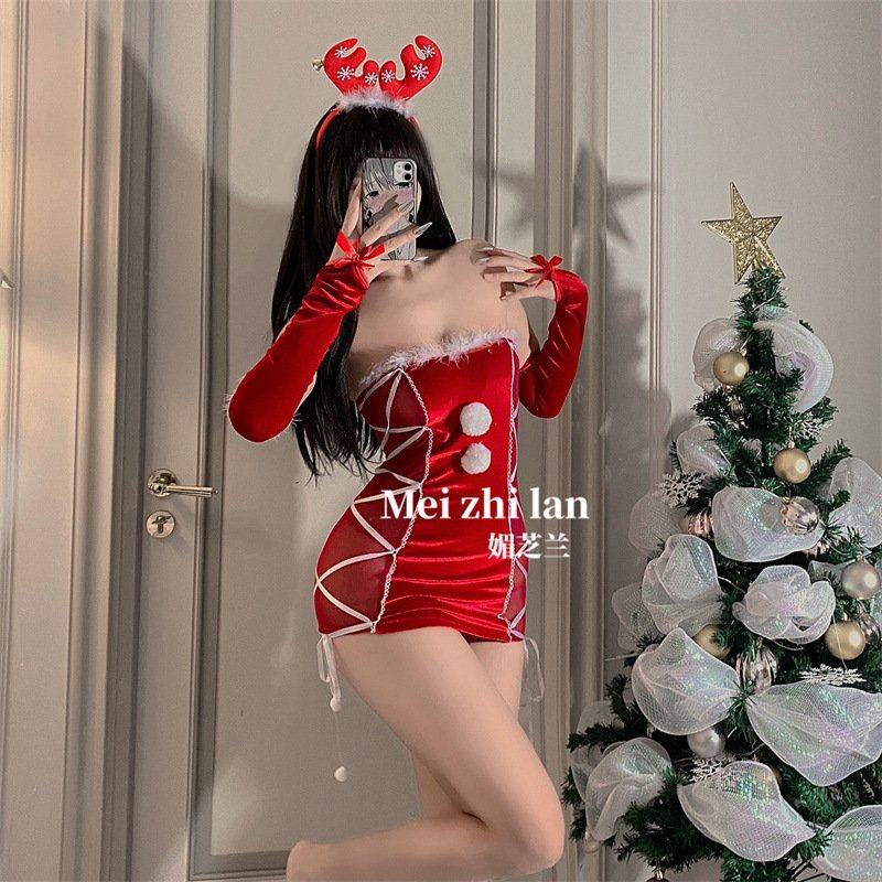 媚芝兰性感红色网纱丝绒连衣裙女圣诞修身包臀吊带裙新年制服套装,女士内衣/男士内衣/家居服,内衣配件,淘宝优惠券,粉丝福利购,淘宝优惠卷