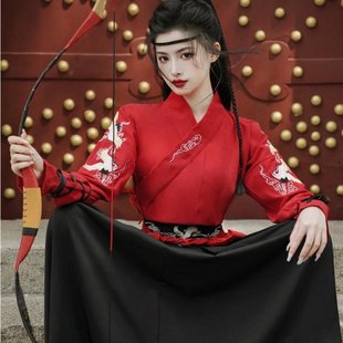 武侠风汉服女秋服装男古风初中生帅气中国风侠客侠女古装情侣套装