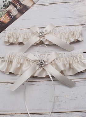 2021年袜带蝴蝶结吊袜带 新娘蕾丝袜带 婚礼配件水钻腿环腿饰