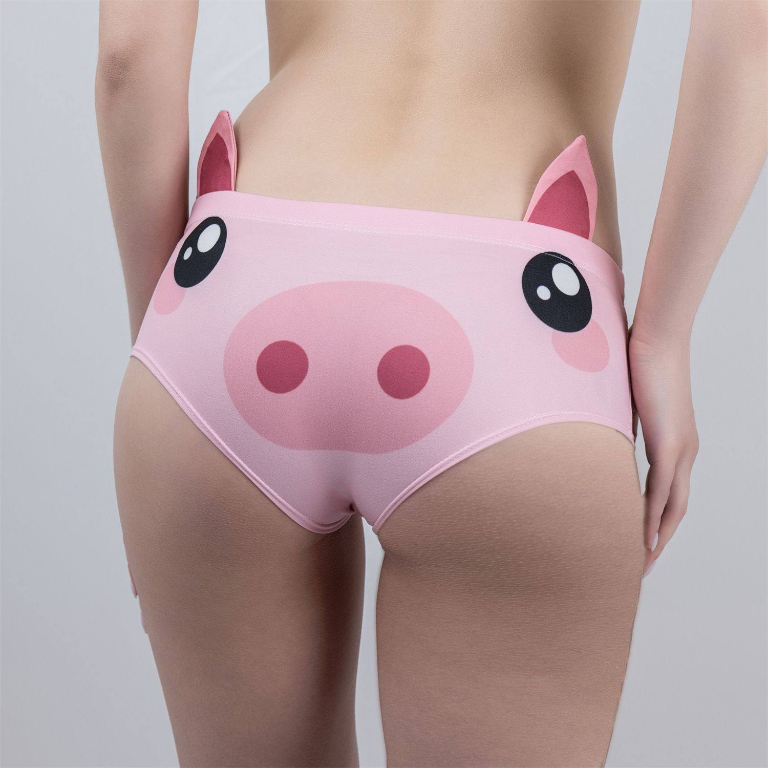 粉色猪卡通动物耳朵印花无缝透气女士内裤低腰欧美性感三角裤外贸,女士内衣/男士内衣/家居服,男三角内裤,淘宝优惠券,粉丝福利购,淘宝优惠卷
