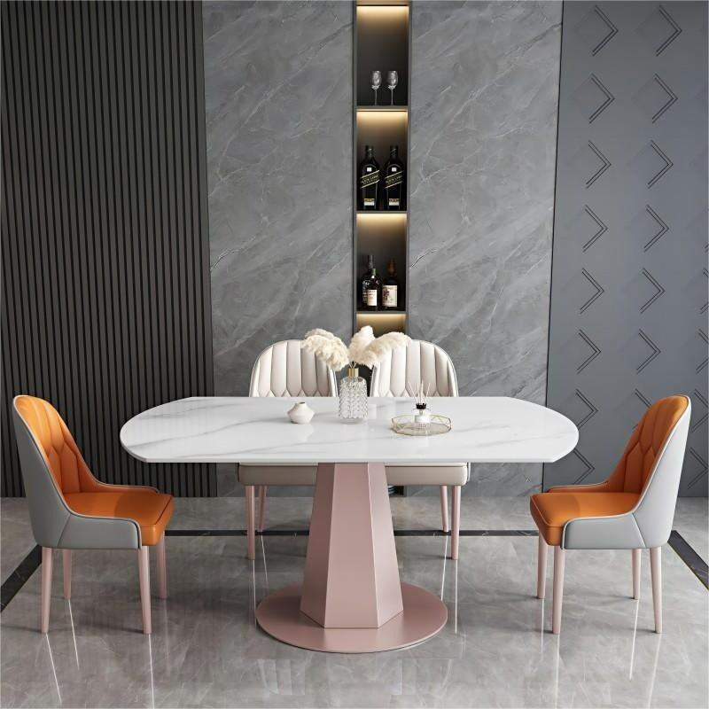 意式轻奢岩板餐桌椅组合现代简约多功能伸缩带转盘方变圆两用饭桌,住宅家具,岩板餐桌,淘宝优惠券,粉丝福利购,淘宝优惠卷