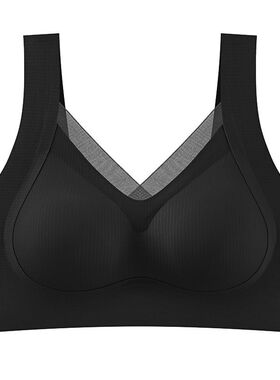 暖肌反重力提拉网纱无钢圈内衣女聚拢固定杯无痕后扣背心式文胸罩