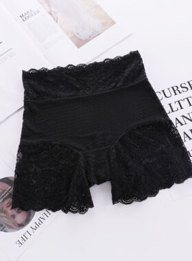夏季性感蕾丝安全裤薄款透气孔内裤女士打底裤大码平角裤纯棉裆