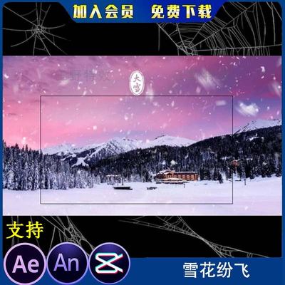 漫天雪花飞舞大雪纷飞AE特效沙雕动画环境寒风呼啸背景an特效素材