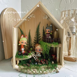 盲盒场景娃屋展示盒森系内嵌墙洞造景手工玩偶收纳陈列小房子壁挂