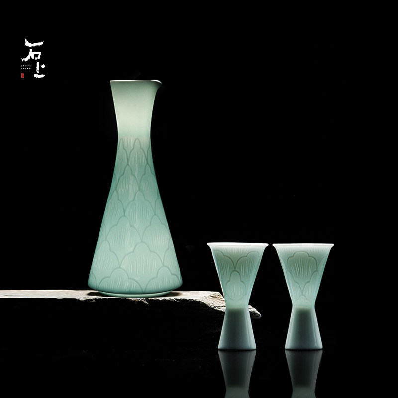 石上东方景德镇陶瓷白酒杯轻奢高档家用酒壶白酒酒具组套小酒杯子