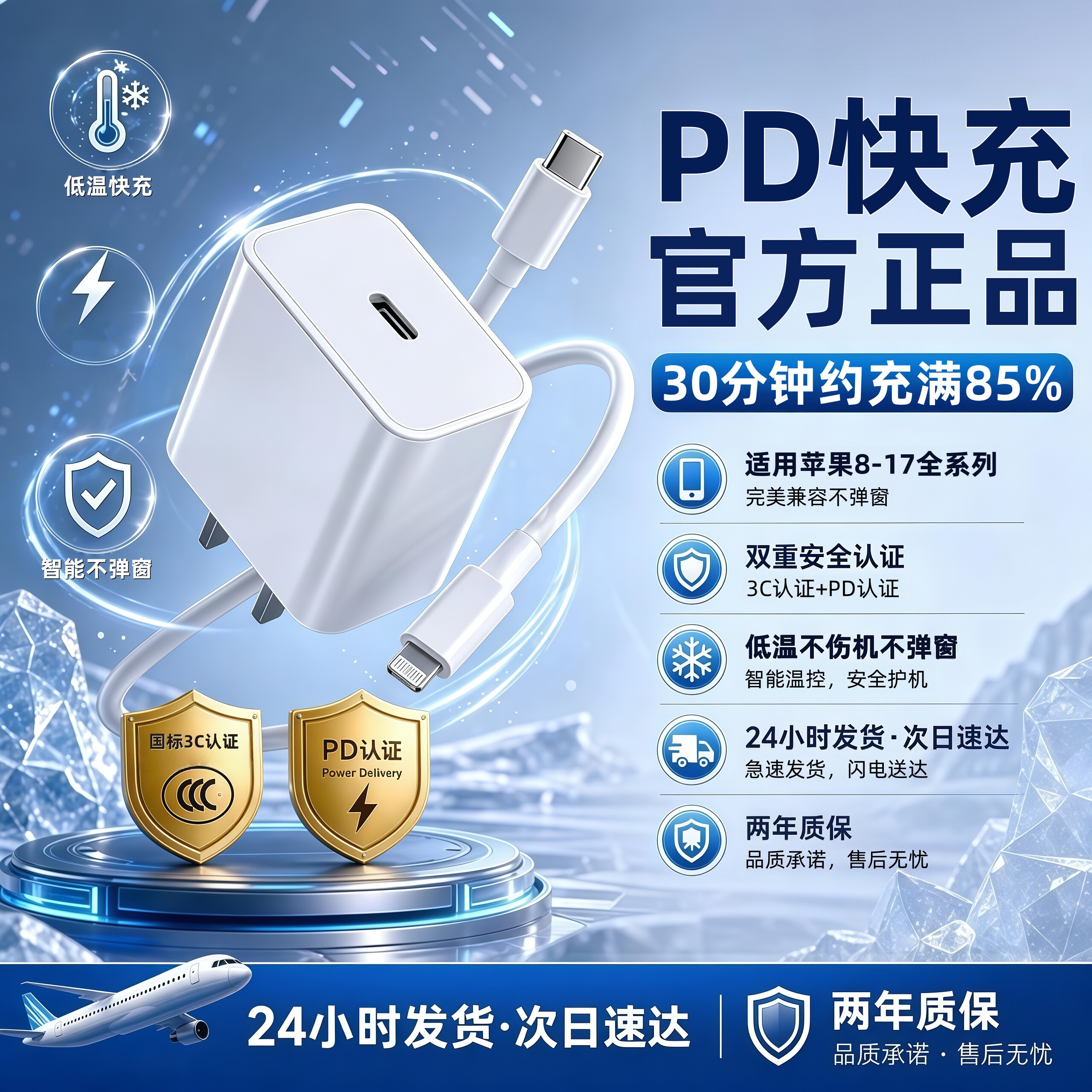 PD快充安诗登适用苹果iphone17/16/15pro充电器头数据线14/13/12promax插头手机plus专用11/XR/X/8PD快充套装