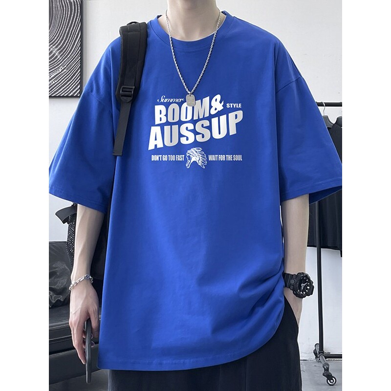 青少年夏装纯棉短袖t恤男孩上衣大童夏季初中高中学生帅气男装潮