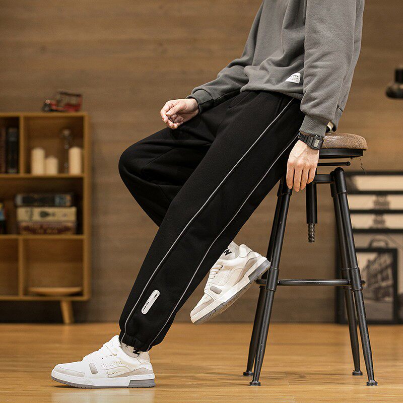 春秋季长裤子男孩青少年纯棉加厚运动裤学生大童潮牌加绒卫裤冬装