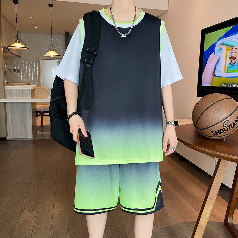 篮球服套装冰丝短袖t恤男孩高中初中学生青少年大童夏装速干球衣