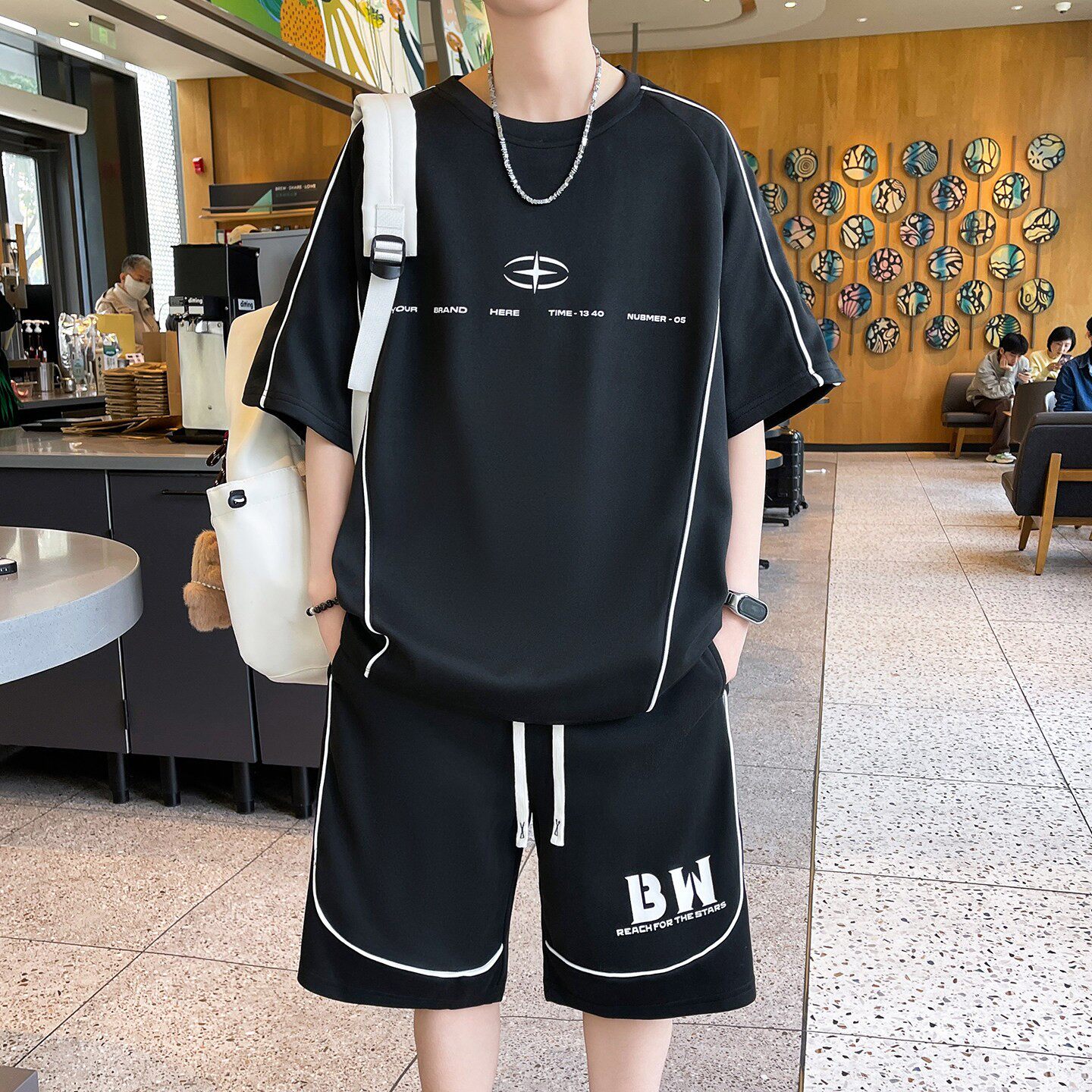 休闲运动套装青少年夏季2026新款男款t恤初高中学生短袖短裤一套