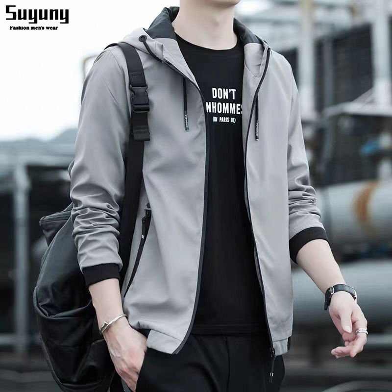 外套男士春秋季薄款褂子2026年新款纯色夹克早秋天青少年开衫卫衣