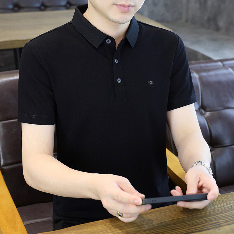 2026新款高端夏季短袖t恤男士翻领冰丝有带领polo衫男凉感半袖潮