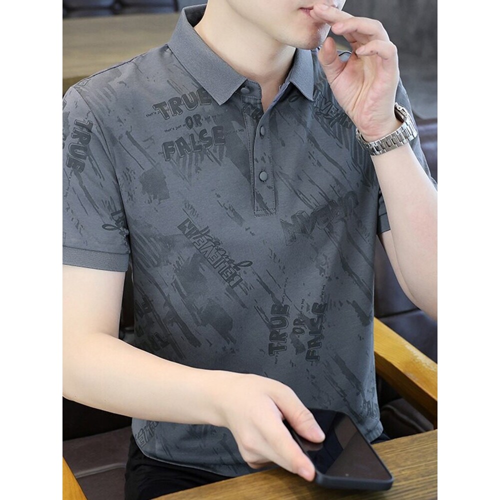 2026夏季新款冰丝男士翻领t恤短袖保罗POLO衫修身有领高端上衣服