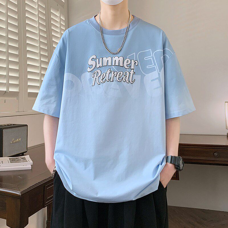 短袖t恤男孩夏季新款青少年大童初中学生上衣潮流帅气打底衫男装