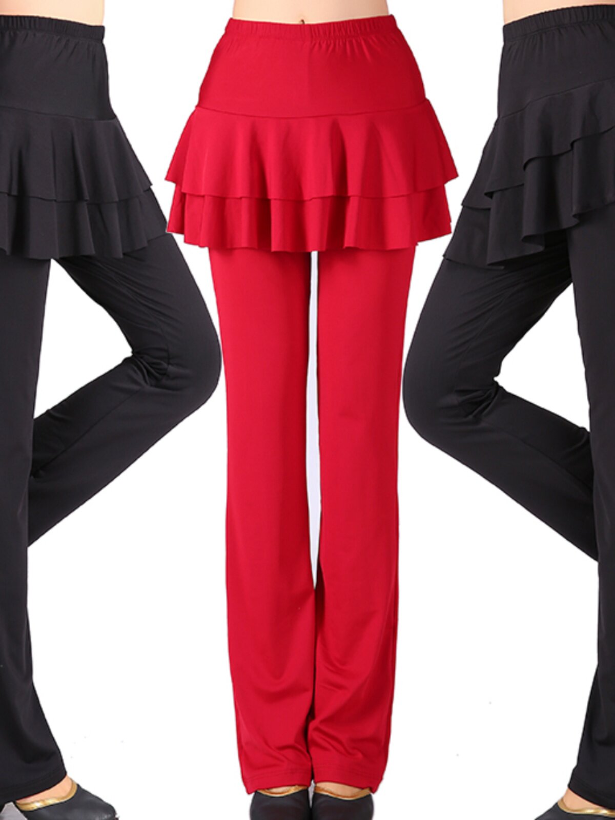 外穿秋冬款拉丁舞裤广场舞裤裙2018女款中老年高腰跳舞裤弹性女士