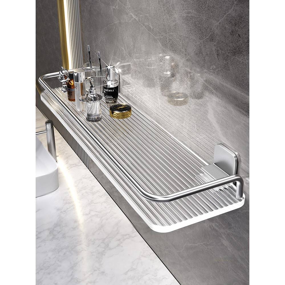 亚克力银色浴室卫生间置物架透明壁挂式洗手间洗澡间洗漱台收纳架