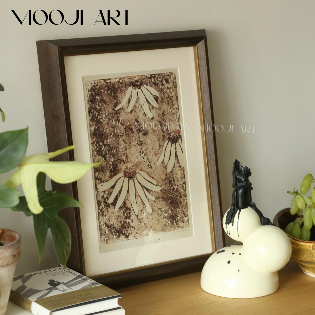 木吉艺术首创【Daisy】中古抽象艺术客厅沙发背景墙实木框装饰画