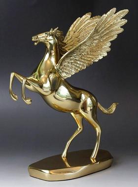 轻奢铜马摆件铜飞马带翅膀生肖马办公室工艺品马到成功乔迁送礼