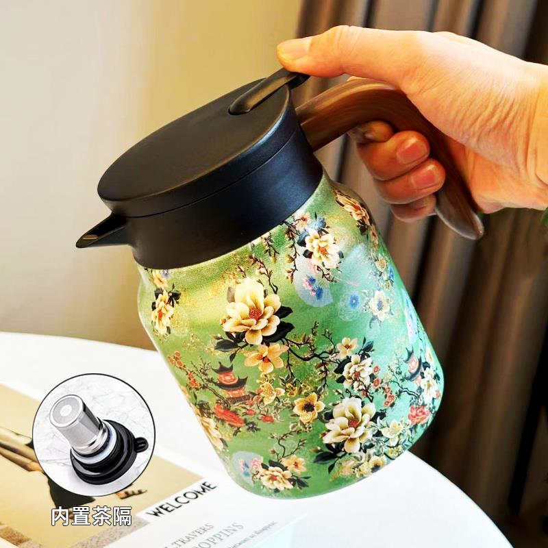 316茶水分离保温壶茶壶800ml焖茶壶泡茶壶暖水壶陶瓷内胆闷茶水壶