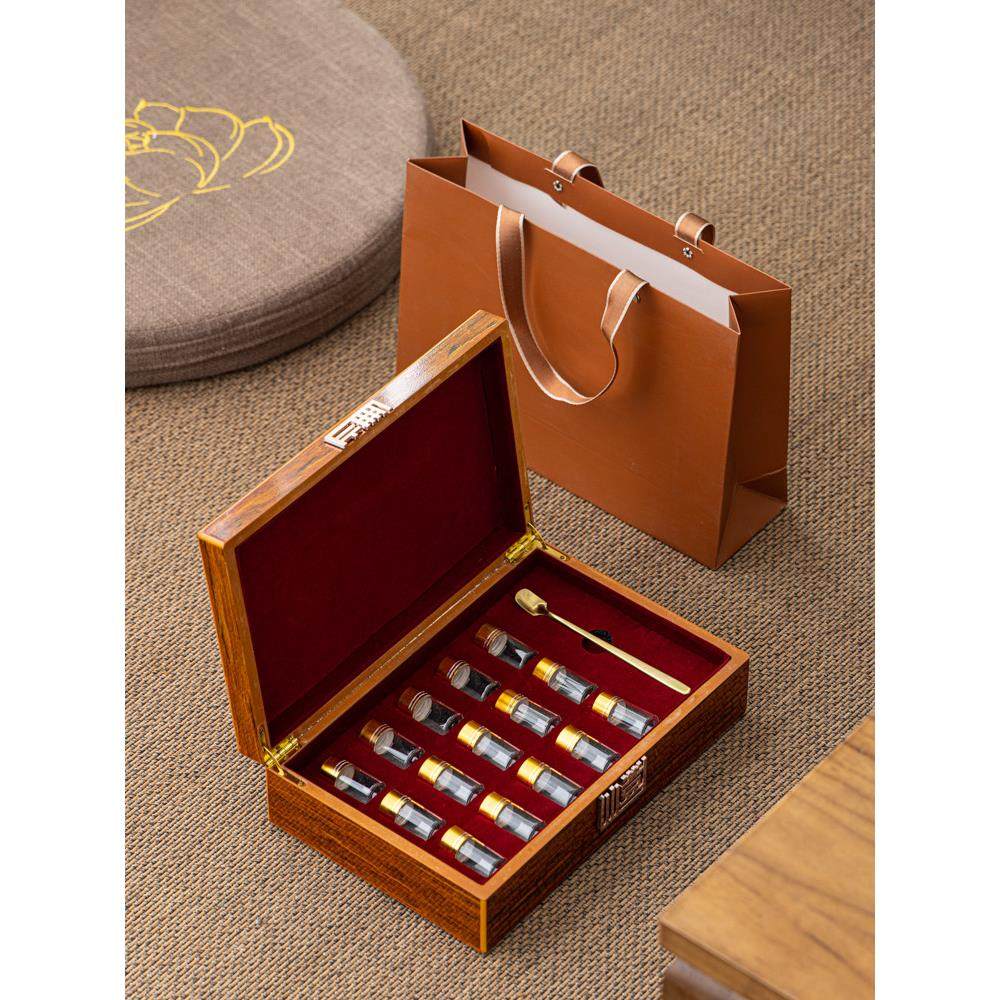 覆古保健品包装礼盒冬虫夏草海马人参粉中草药木盒玻璃罐覆古礼盒