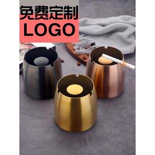 潮流定制 特大号不锈钢烟灰缸创意防飞灰带盖家用酒店酒吧餐厅个性