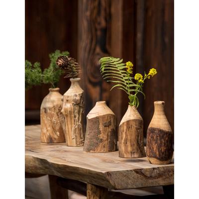 实木花瓶木制插干花香薰客厅田园新中式侘寂民宿日式创意居家摆件