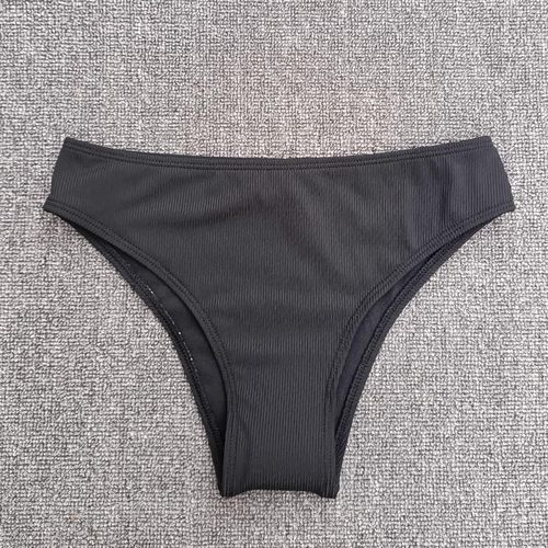 新款比基尼单品泳裤半包臀三角性感女遮肚显瘦游泳裤黑色防走光