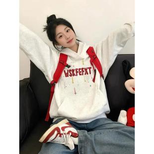 重磅纯棉连帽卫衣女秋冬2025新款爆款美式宽松加绒加厚帽衫外套潮